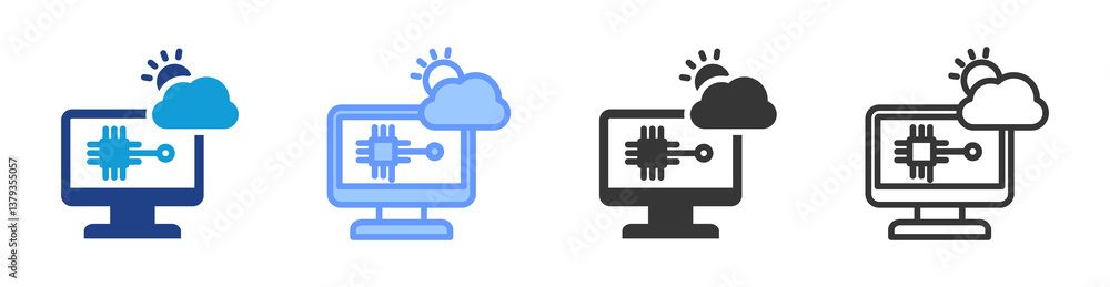 Poster Weather Forecasting icon set multiple style collection