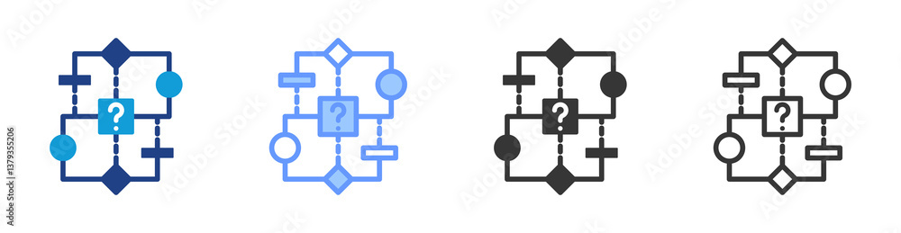 Poster Algorithm icon set multiple style collection