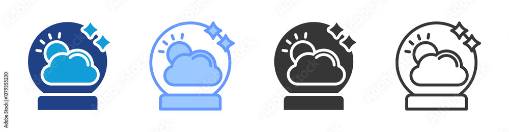 Poster seasonal forecasting icon set multiple style collection