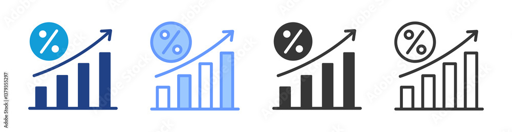 Poster market growth rate icon set multiple style collection