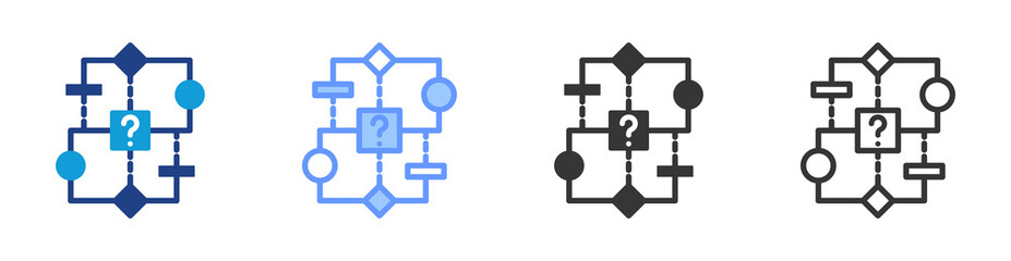 Fototapeta premium Algorithm icon set multiple style collection