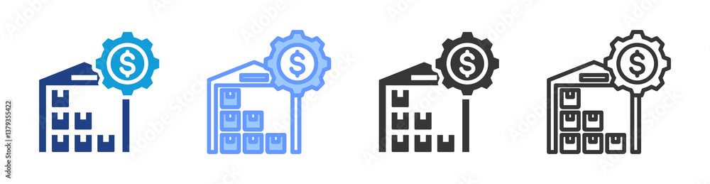 Poster inventory icon set multiple style collection