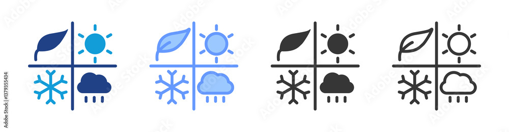 Poster seasonal icon set multiple style collection