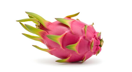 Bright Pink Dragon Fruit with Vibrant Green Spikes and Smooth Skin