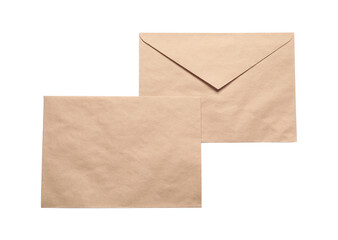 Envelopes isolated on white, top view. Mockup for design