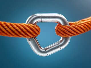 Realistic Steel Carabiner with Orange Climbing Ropes for Safety and Support in Adventure Activities