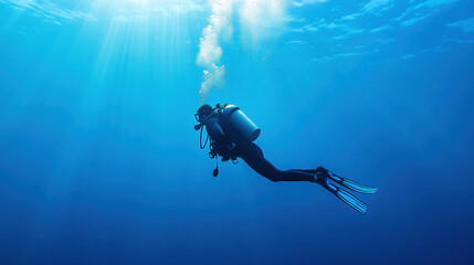 Diver exploring underwaterfor exploring concept