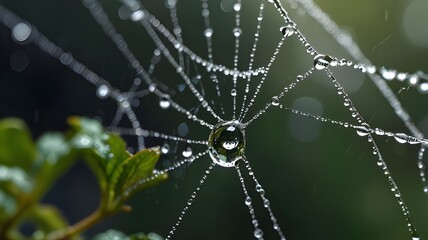Raindrops on a spiderweb
