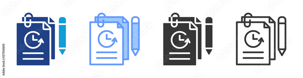 Poster Documented icon set multiple style collection