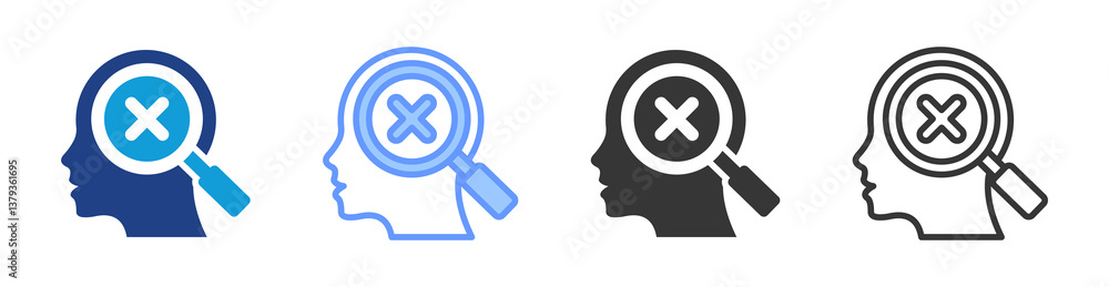 Aufkleber falsifiability icon set multiple style collection