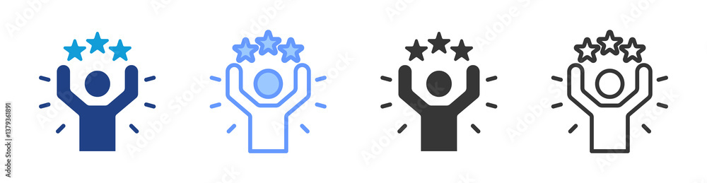 Poster confidence icon set multiple style collection