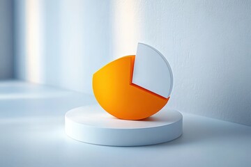 3D Pie Chart Revenue Growth with Orange Segment on White Background