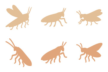 Locust Silhouette Icon Set Design