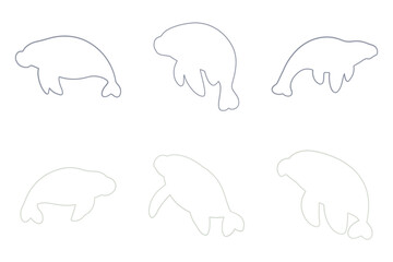 Manatee Outline Icon Set Design
