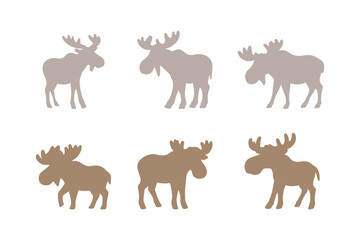 Moose Silhouette Icon Set Design