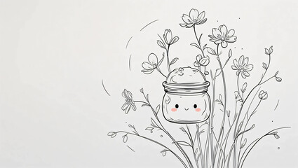 Cute Hand-Drawn Jar with Floral Design