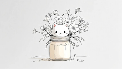 Cute Hand-Drawn Jar with Floral Design
