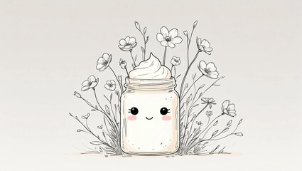 Cute Hand-Drawn Jar with Floral Design