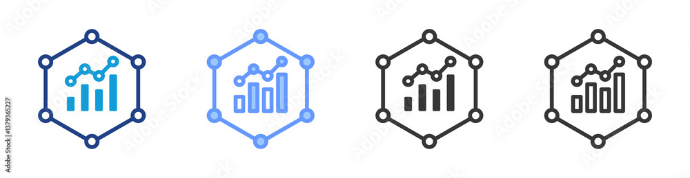 Poster market saturation icon set multiple style collection