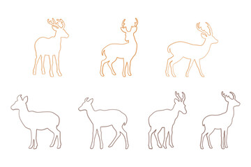 Muntjac Outline Icon Set Design