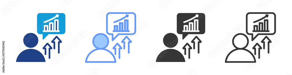Poster market concentration icon set multiple style collection