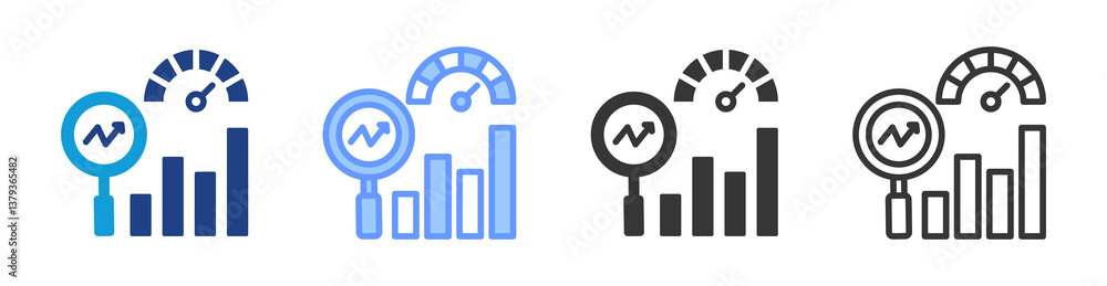 Aufkleber benchmarking icon set multiple style collection