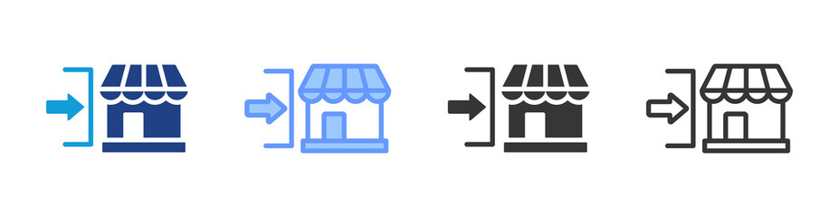 Market Entry icon set multiple style collection