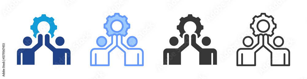 Poster Teamwork icon set multiple style collection