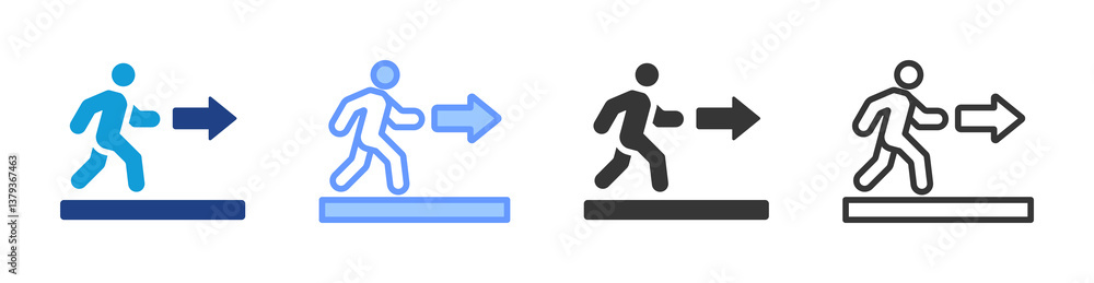 Poster Step Forward icon set multiple style collection