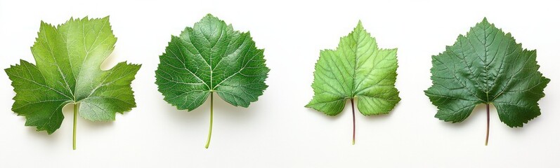 Obraz premium Hyper-realistic botanical illustration of green grape leaves tendrils and vine on white background