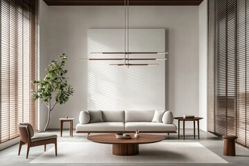 A modern living room with contemporary furniture arrangement and decor