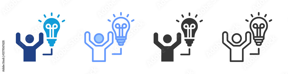 Poster initiative icon set multiple style collection