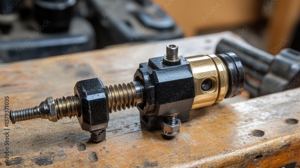 Aufkleber a close-up of a hex shank drill bit inserted into a quick-change drill chuck.