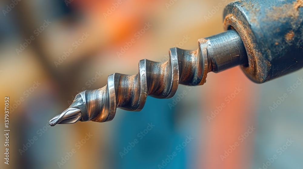 Poster a close-up of a hex shank drill bit inserted into a quick-change drill chuck.