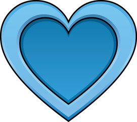 Vector drawing of a blue metallic heart, resembling a casing or armor. Futuristic and industrial-style illustration.