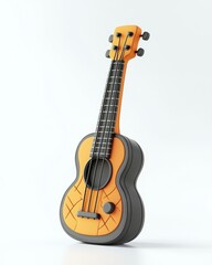 Obraz premium Orange ukulele, 3D model, studio shot, simple background