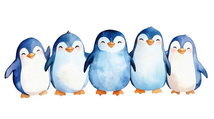 Fototapeta premium isolated transparent Background. Cute penguins huddling together in playful manner, showcasing their vibrant colors and charm