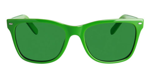 Green sunglasses isolated on a transparent or white background, cut-out, PNG