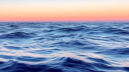 Fototapeta premium Serene ocean view, gentle waves under a sky of pastel sunrise colorscape