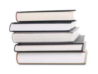 Stack of hardcover books isolated on white
