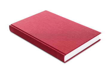 Closed red hardcover book isolated on white