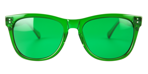 Green sunglasses isolated on a transparent or white background, cut-out, PNG