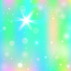 Kawaii Background. Yellow Rainbow Gradient. Unicorn Pattern. Fairytale Mystical Effect. Green Galaxy Hologram. Pink Cosmic Invitation. Magic Texture. Candy Kawaii Background.