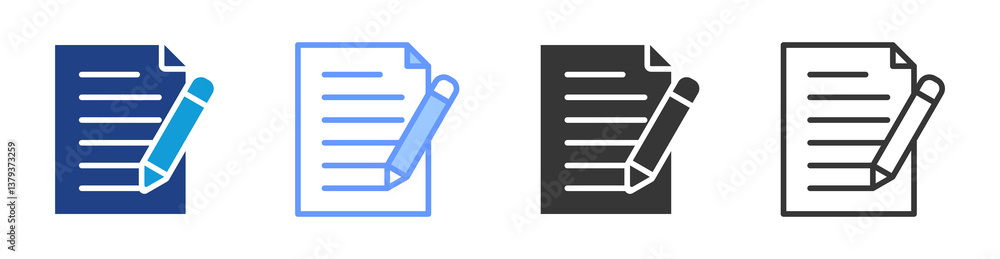 Poster Writing icon set multiple style collection