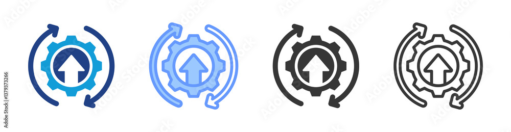 Poster Continuous Improvement icon set multiple style collection
