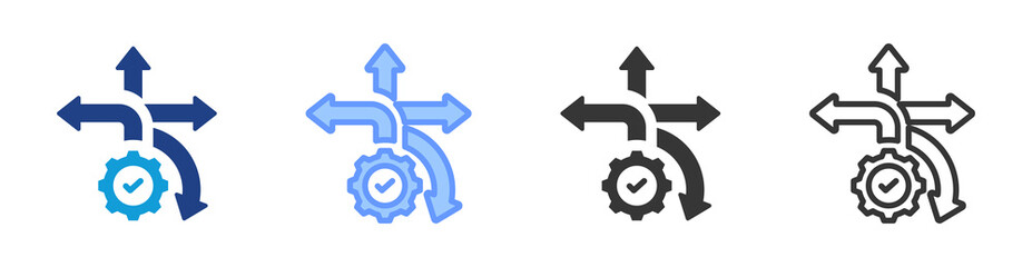 Decision Making Skill icon set multiple style collection