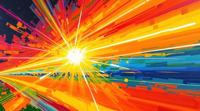 Abstract Burst of Light Painting with Vibrant Colors and Energy