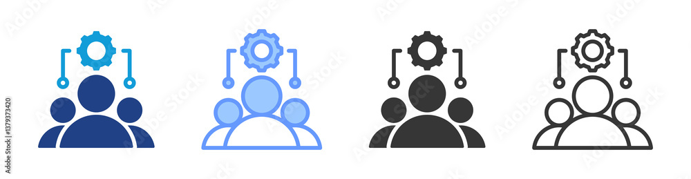 Poster Teamwork icon set multiple style collection