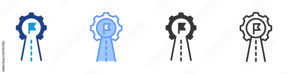 Poster road to success icon set multiple style collection