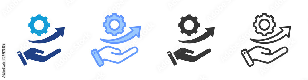 Poster growth management icon set multiple style collection